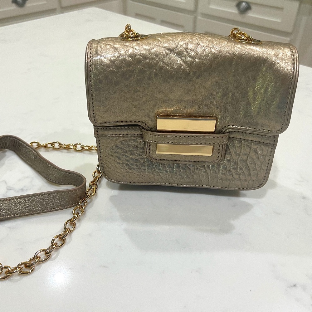 Zac Posen Z Spoke Metallic Gold Crossbody Bag
